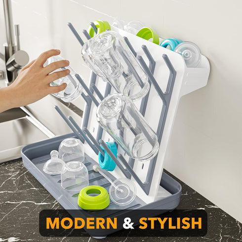 20 Countertop SpaceAid Baby Bottle Drying Rack with Hooks, Space Saving Kitchen Bottles Rack Dryer, Vertical Baby