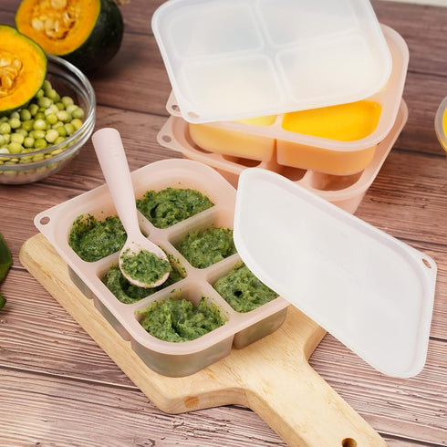 4m+ haakaa Silicone Baby Food Tray - Breastmilk Homemade Baby Food Mold - Baby Fresh Food Freezer Tray - Ice Cube Tray