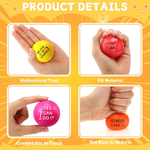 60 Pieces Motivational Stress Balls 1.97 Inch Inspirational Colorful Foam Balls for Kids Adults Anxiety Relief