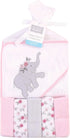 (Pack 2) Hudson Baby Unisex Baby Hooded Towel and Five Washcloths, Floral Elephant, One Size