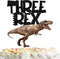 Three Rex Cake Topper - Dinosaur Dino Theme Decor Picks for Boys Girls 3rd Birthday Party Decorations