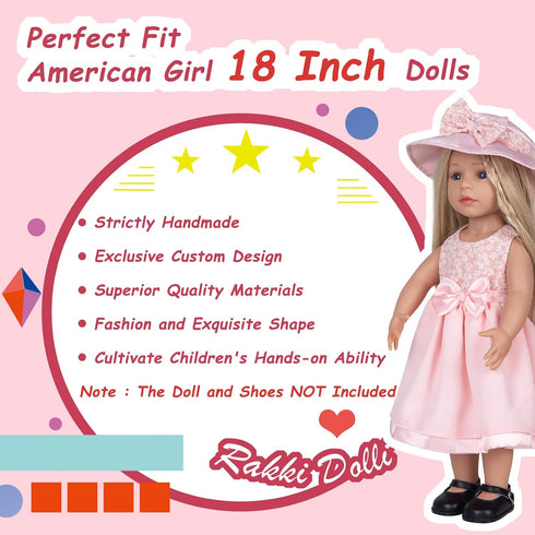 Doll Clothes and Accessories 3 Pc. Set includes Pink Skirt, Hat, White Underwear, Fashionable Dress Set for Baby Dolls