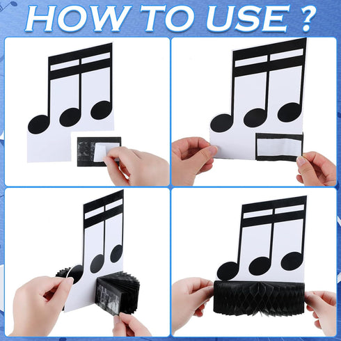 8 Pack 1950's Sureio Music Notes Honeycomb Centerpieces Musicical Party Decoration Music Themed Silhouette Table