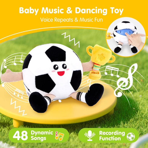 6 12 18 Tummy hahaland Baby Crawling Plush Toy for Months Musical Dancing Bouncing Toys, Voice Repeat Interactive Time