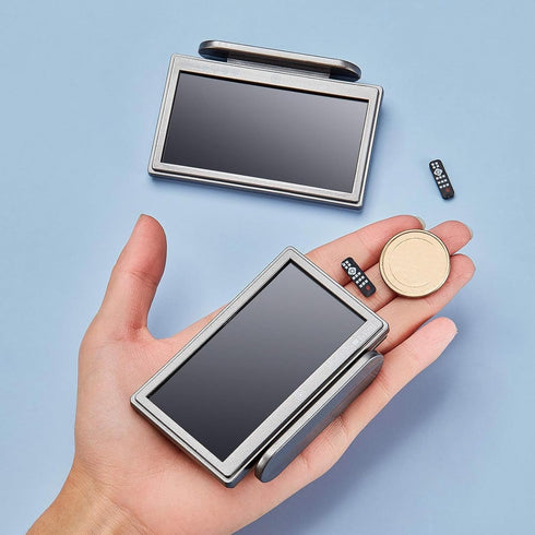 2 Pieces Miniature TV Dollhouse Television with Remote Control, 1:12 Scale Mini Furniture Model Decoration Accessories