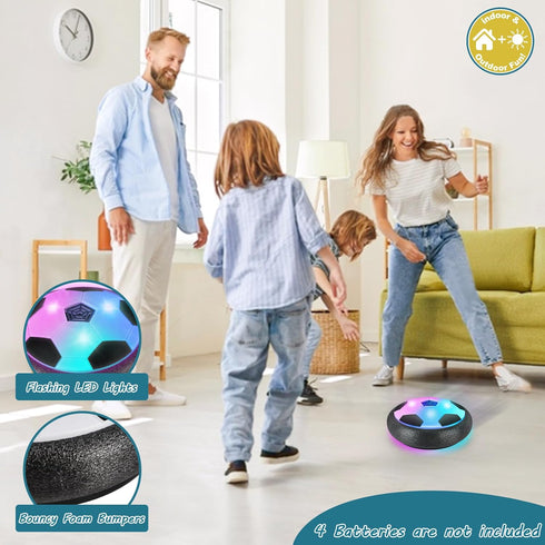 2-in-1 Moving Kick Toss Games for Kids - Light Up Hover Soccer Ball with Animal Bean Bag Toss, Indoor Outdoor Birthday