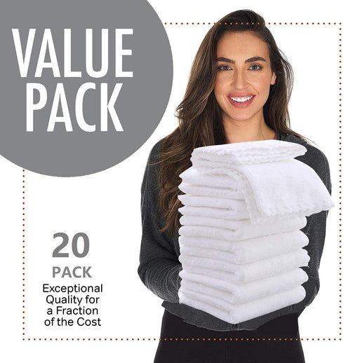 20 Pack 20" 10" Set(White) Large Burp Cloths for Baby - by Ultra Absorbent Burping Cloth, Hand Washcloths, Newborn
