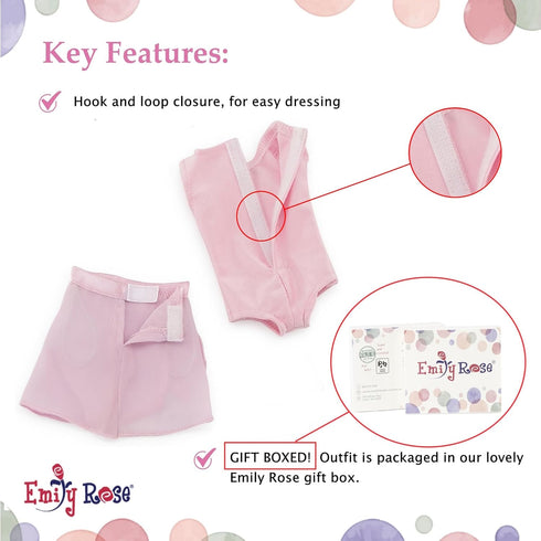 14 Inch 9-PC 14" Emily Rose Fashion Doll Clothes Ballet Essentials Bundle with Ballerina Practice Outfit & Sparkly