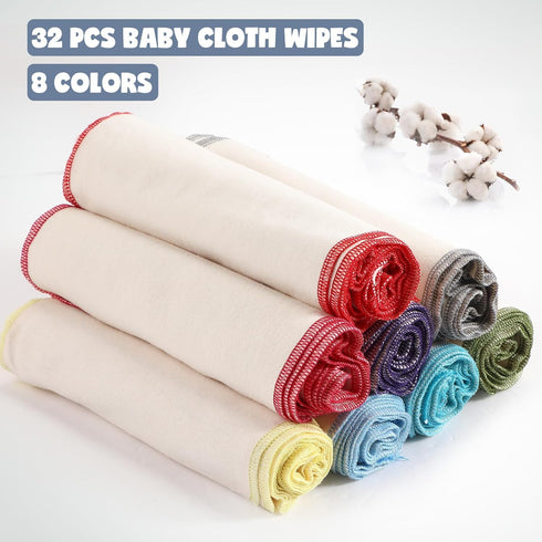 32 8 8 8 Inches Zopeal Pcs Flannel Cloth Baby Wipes Reusable Dispenser Washable Soft Natural Unbleached Baby Face Cloth