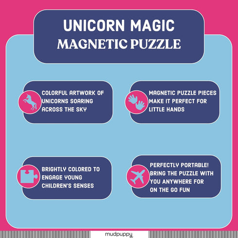 Mudpuppy Magical Unicorn - Tri Fold Magnetic Puzzles Featuring Two 20 Piece Unicorn Magic Themed Artwork