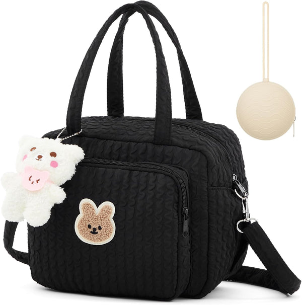 Bulyoou Small Diaper Bag Tote, Multifunction Bag with Silicone Pacifier Holder Case Travel