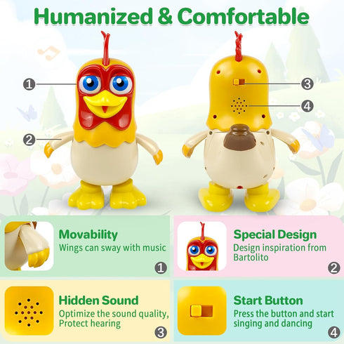 TOYMAKER La Granja de Zenon Bartolito Chicken Baby Toys - Music Interactive Educational Toys for 1-4 Year Old Boys Girls