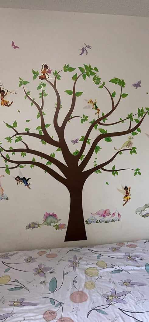 Amaonm Removable Cartoon Giant Brown Tree Wall Decals - DIY Leaves Wall Sticker for Nursery, Kids Room, Bedroom, Living