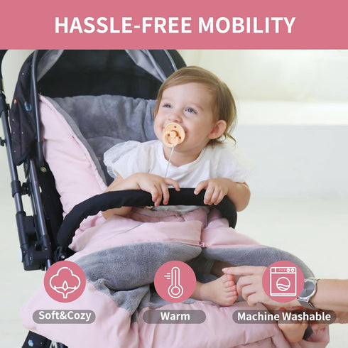 Miracle Baby Bunting Bag for Stroller, Warm Fleece Footmuff with Zippers, Convertible Infant Toddler Sleeping Bag