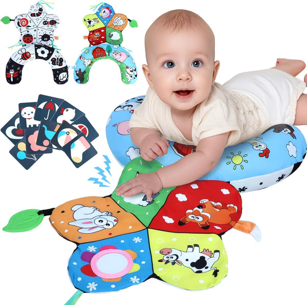 Tummy Time Pillow, High Contrast Tummy Time Mat with Black & White