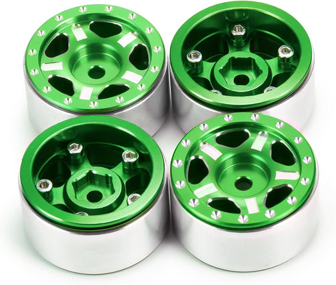 RC-Hub 4Pcs Aluminum Alloy 1.0" Micro Beadlock Wheels for 1/24 Axial SCX24, 90081, AXI00001, AXI00002 (Green)