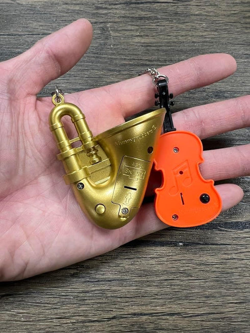 (WSV-V1-1P-WT) MunnyGrubbers - Original World's Smallest Violin & World's Saddest Trombone Toy Keychain with Playable