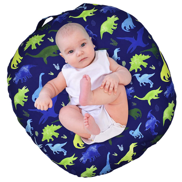 Dinosaur Lounger Cover, Blue, Breathable & Reusable Slipcover for Newborn, Snugly Fit Baby Infant