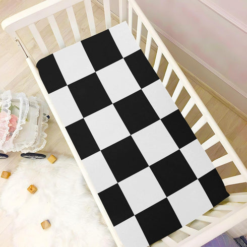Pack 52 28 Inch Checkered Crib Sheets Breathable Soft Cribs n Play Mattress Sheet for Baby Toddler Boys Girls Fitted