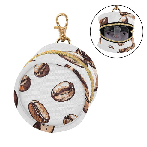 PYBUG Coffee Bean Round Pacifier Storage Case, Polyester & TPU Lined with Hook Buckle, Pacifier Container Box for Baby