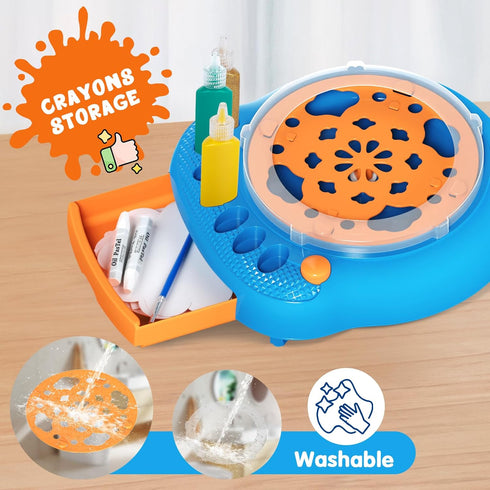 Hewaurorion 7 36 4 5 6 7 8 9 10 11 12, Spin Art Machine for Kids, Paint Spinner Arts and Crafts Kit with Washable