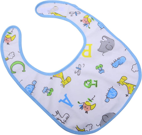 Littleforbig Cotton Waterproof Adult Babydoll Bibs - 2 Packs with Adjustable Hook-and-Loop Fastener, Zoo Animals &