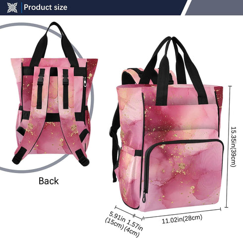 SUABO Backpack Baby Diaper Bag Pink Ink Wash Large Bag Waterproof Travel Diaper Bags for Moms and Dads