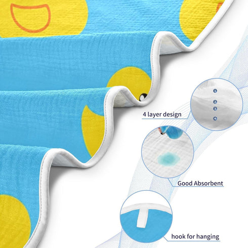 Nesatuwa Girl,30x30 Inch Yellow Rubber Ducks Baby Hooded Towel,Soft Absorbent Muslin Cotton Baby Bath Towels for Boy