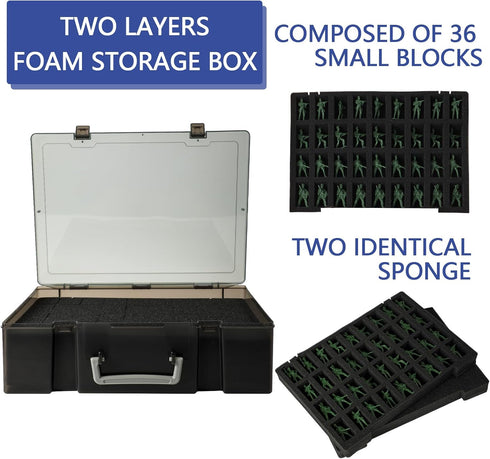 Portable Miniature Figure Storage & Carrying Case, 4 Foam Layers fits 108 Infantry Minis & Pick & Pluck for Large