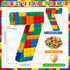 Number 7 Building Blocks Piñata, 16.5 Inch Party Supplies for 7th Birthday Decorations with Confetti Blocks Theme