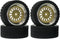4PCS 65mm RC Rally Car Rubber Tires and Plastic Plating Wheel Rims Set for 1/10 RC On-Road Racing Car (Gold Silver)