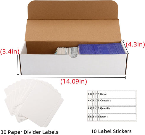 Card box 8 Pack-1600 Count,Trading card storage box with 30 Dividers&10 Labels,Card Organizer Corrugated Cardboard Storage,Card game storage for Baseball Cards,TCG/Magic/Mtg storage and Collection
