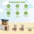 Set PlanToys Wooden Dining Room | Montessori Dollhouse Furniture with Table, Chairs, Cupboard and Shelf | Imaginative