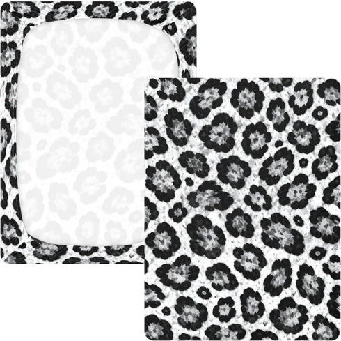 CZXW 52" 28" Gray Leopard Pattern Crib Sheets Fitted x Natural Cotton Soft & Breathable for Baby Crib Mattress