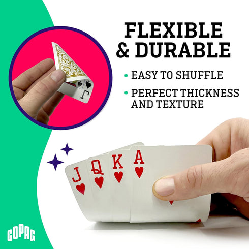 Copag 1546 Design 100% Plastic Playing Cards, Bridge Size Green/Burgundy (1 Set)