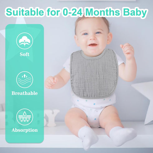 Accmor 6 Pack Soft Cotton Baby Bibs for Infants - Ideal for Drooling and Teething
