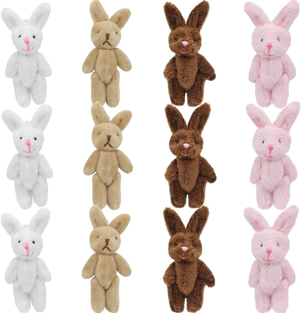 YGbridge Mini Plush Bunny, 12 Pcs Tiny Stuffed Animals, 3.2 Inch Easter Bunny