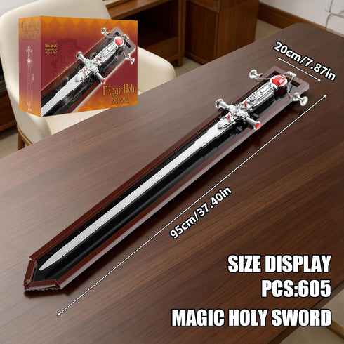 GHQYTPR Set 605 37.4 Inch Magic Holy Sword Building Pieces Medieval Knight Claymore Model with Scabbard Life-Size