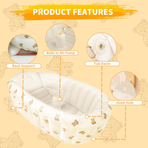 Zenflux Inflatable Baby Bathtub with Built in Pump, Collapsible Safe Baby Bathtub for Baby