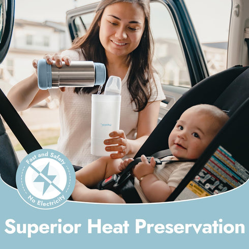 18 oz Papablic Portable Travel Baby Bottle Warmer Plus, Large Capacity Stainless Steel Bottle Warmer, Safe & Easy