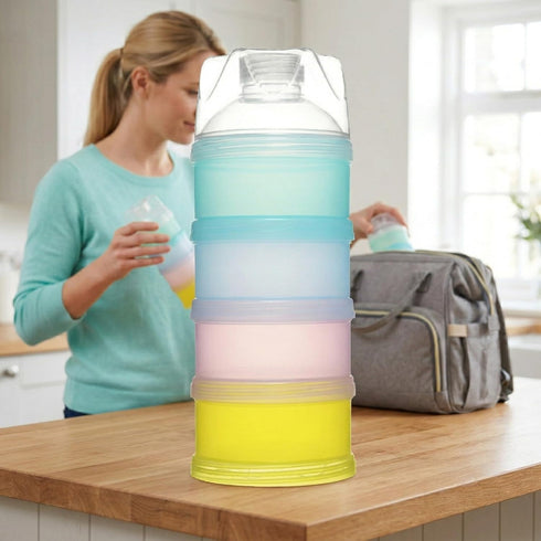 Manwetye 2 4 PCS Layers Baby Milk Powder Dispenser, Milk Powder Pots,Formula Dispenser Portable Milk Powder Formula