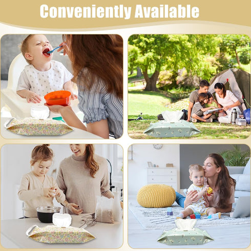 4 Packs Baby Wipes Dispenser,Portable Refillable Wipe Holder with Hanging Loop, Wet Wipes Container,Reusable Travel