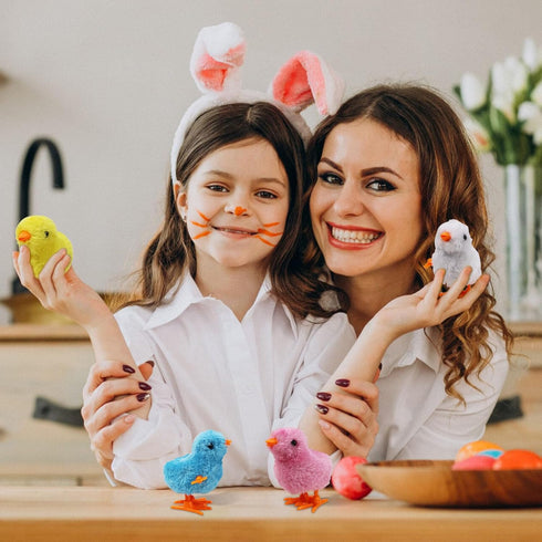 2-PCS Chicken Plush Wind Up Toys - Wind Up Easter Toys for Kids and Toddlers, Soft Kawaii Baby Chick Toys