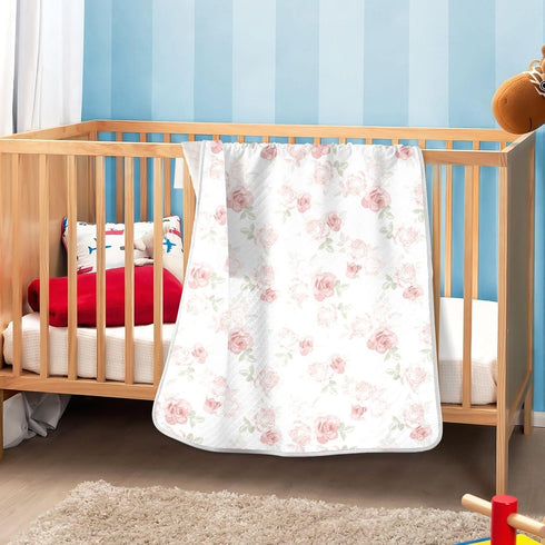 CHUROUSY 30x40 Inch Pink Roses Baby Blanket for Boys Girls Beautiful Flower Leaves Nursery Swaddling Wrap Beauty Floral