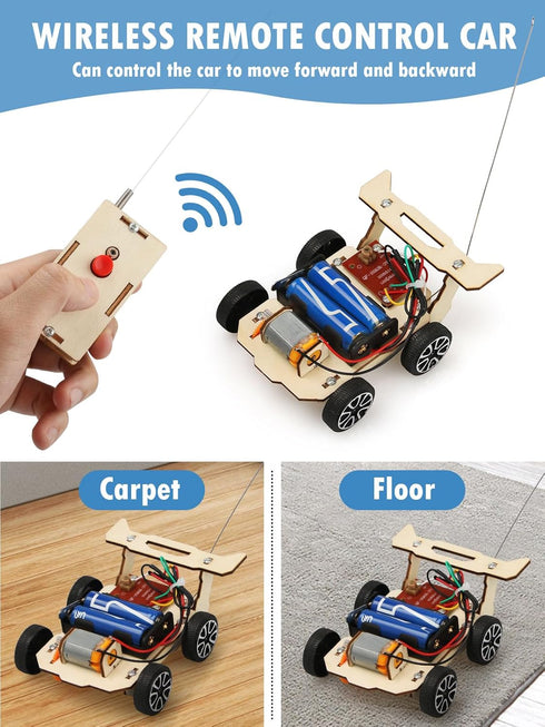 Poraxy STEM Model Car Kits, 5 in 1 Kids Wood Building Kit, 3D Wooden Puzzles for Boys Age 8-12