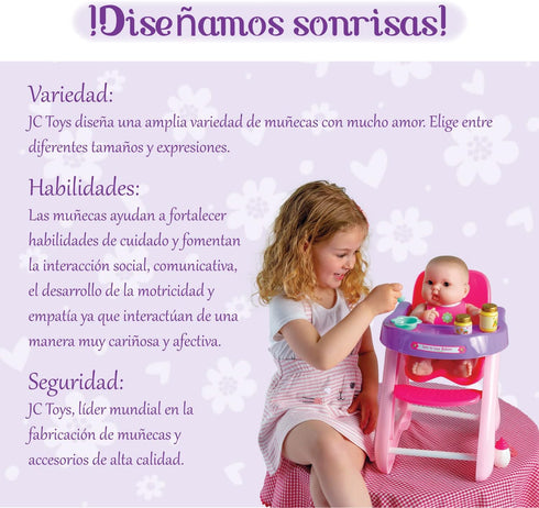 14" Set 2+, JC Toys - Lots to Love Babies Doll and High Chair | Feeding Gift and Accessories | Posable & Waterproof |