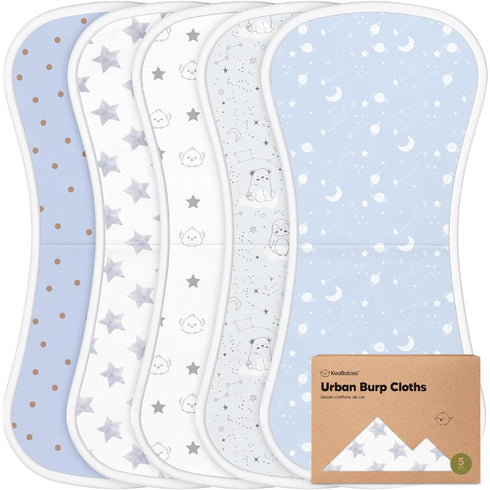 Organic Burp Cloths Baby Boy & Girl - 5-Pack Super Absorbent Cotton