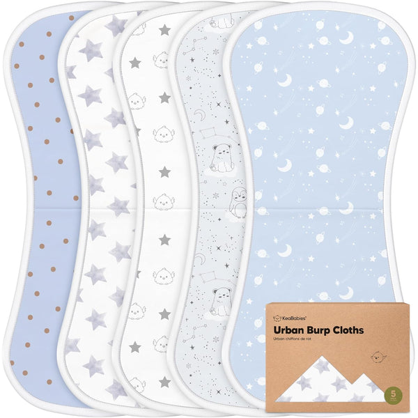 Organic Burp Cloths Baby Boy & Girl - 5-Pack Super Absorbent Cotton