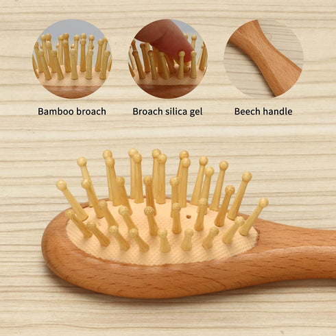 Set 5 1 Wooden Natural Goat Bristle Brush and Cradle Cap Comb - in Baby Grooming Kit for Newborns, Toddlers, Boys