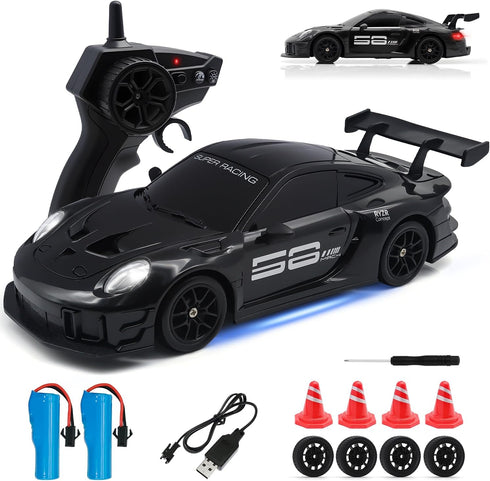 Aka Supaku RC Drift Car, 1:24 4WD Remote Control Cars Vehicle with LED Light,2.4GHz